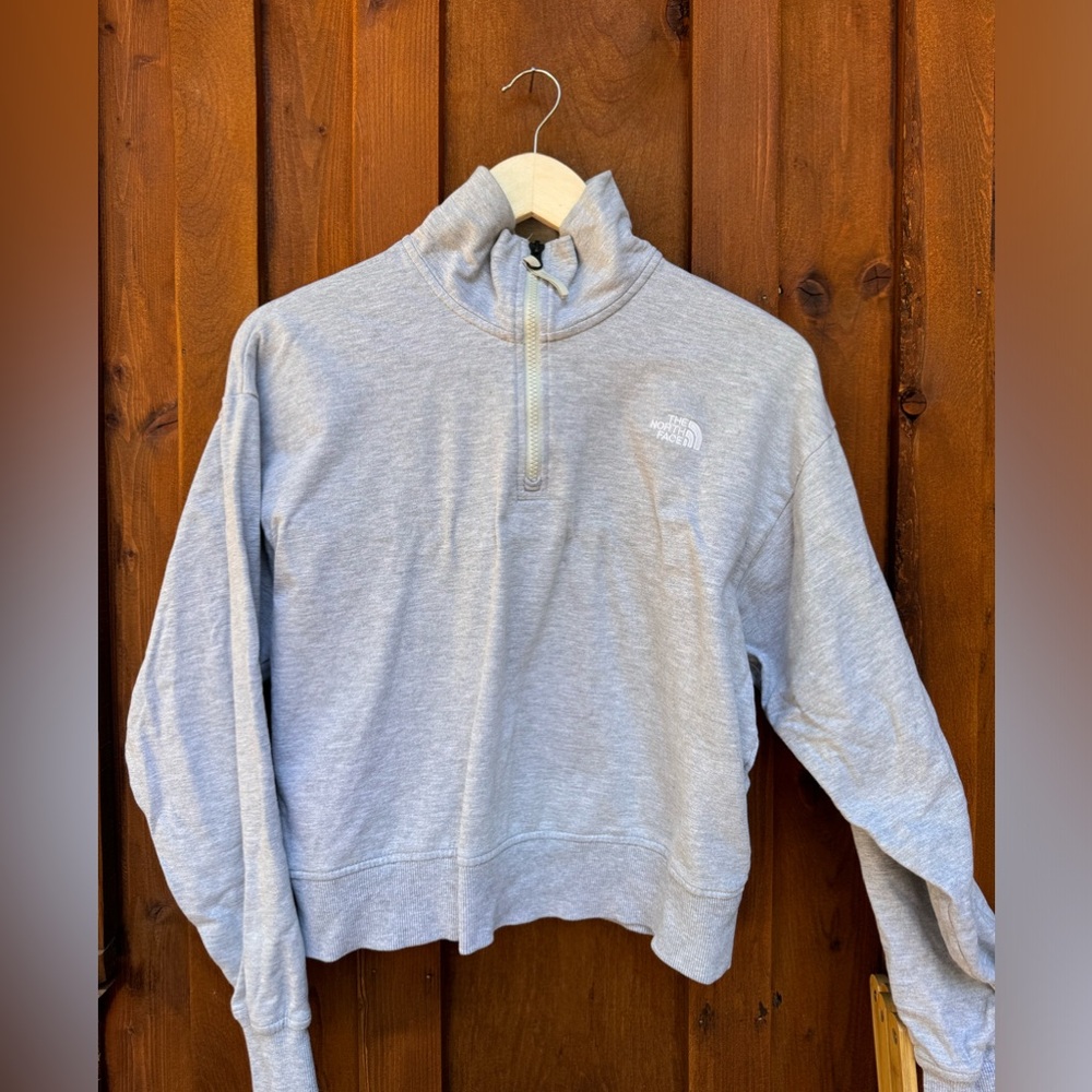 The North Face Cropped Half Zip Sweater Grey Size Small